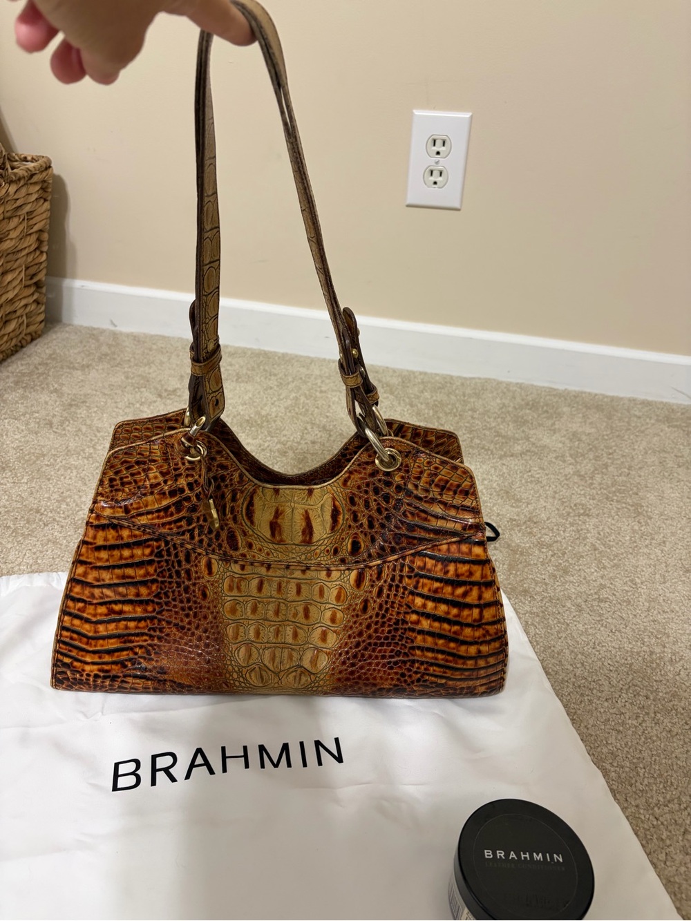 Brahmin Vintage Croc-Embossed Shoulder Bag